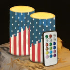 The Stars and Stripes Battery Operated Flameless Candles with Color Changing Timer Remote Control LED Candles Flickering for 4th of July American Flag Patriotic Decorations - Image 4