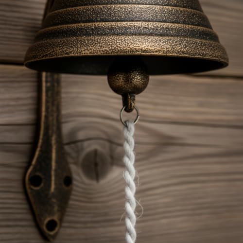 Wall-Mounted Bell with Pull Cord Outdoor Cast-Iron Chime with Bracket Heavy Duty for Shop Owners, Porch, Garden, Cafe, Large - Image 5