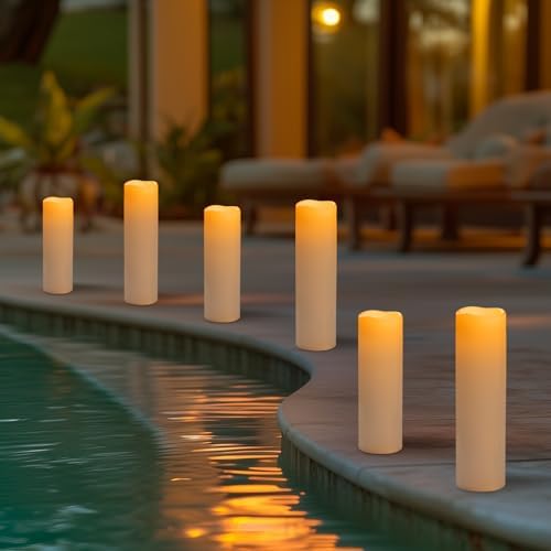 4" x 14" Large Waterproof Outdoor Flameless Candles Battery Operated LED Flickering Pillar Candles with Remote and Timer for Indoor Outdoor Lanterns, Off White, Long Lasting, Set of 2 - Image 3