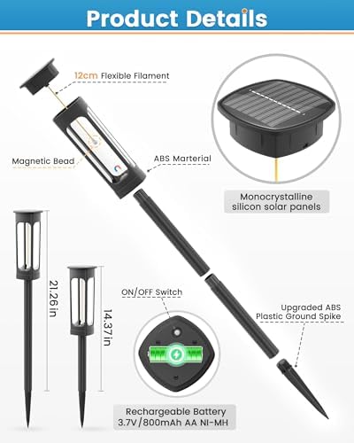 VOLISUN Solar Pathway Lights,12 Pack LED Solar Lights Outdoor Waterproof, Landscape Lighting,Cool Whtie Color Solar Path Lights,Landscape Lights,Solar Garden Lights for Yard Lawn Driveway Walkway - Image 2
