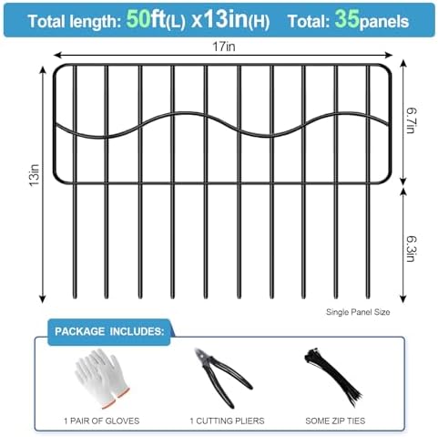 Eibikdi 50ft x 13in Garden Animal Barrier Fence 35pack Metal Wire Rustproof Border Decorative Fences No Dig Fences Small Dog Fence Barrier Rabbit Fencing for Outdoor Garden Yard, Patio - Image 7