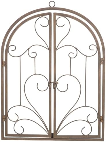 FONDOTIN Faux Window Wall Decor: Iron Art Rustic Window Frame For Garden And Entryway - Farmhouse Wall Art Vintage Decoration For Indoor And Outdoor 13.8"X18.3" Light Brown by FONDOTIN