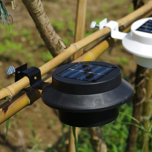SUPVOX 4pcs Solar Fence Lamp LED Lighting Tool Outdoor Garden Lights Warm White Black Housing for Porch Patio Wall Lighting - Image 7