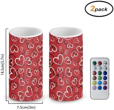 Valentines Day Red Heart Flameless Candles with Remote Battery Operated Candles with Timer Lanterns Waterproof Flameless Pillar Lights for Dining Table Decoration - Image 2