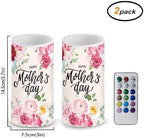 Happy Mother's Day Flameless LED Candles 2 Pcs Battery Powered Flickering Pillar Candles for Home Decor Rose Flower Blossom - Image 2