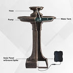 XBrand 28" Solar Bird Bath Fountain for Outdoor Garden, 1-Tier Resin Water Fountain with Solar Panel Pump, Patio Décor with Auto Shut-Off Feature, Brown - Image 6