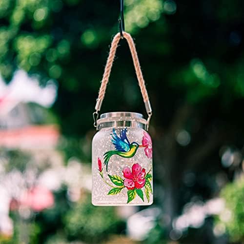 Mason Jar Solar Lights LED Hanging Lanterns Outdoor Table Lamps Garden Lawn Patio Yard Decorations Ornaments Hummingbird Warm White - Image 5