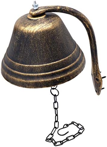 HongK- Upstreet Outdoor Dinner Bell Made For Ranch House Family Front Door Interior Exterior Décor | Wall Hanging Mount Heavy Cast Solid Iron Decoration Gold Large (H: 5" x W: 7") [P/N: ET-BELL002-L] - Image 2