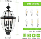 Kalium Outdoor Post Lights, 3 Light Lamp Post Light Fixture Hardwired with Clear Beveled Glass, 23" Large Waterproof Lamp Pillar Fixtures for Yard Pathway Porch Patio 60W Matte Black - Image 5