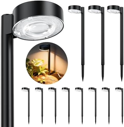 ELECLINK 12 Pack Solar Pathway Lights Outdoor, Solar Powered Landscape Path Light with Larger LED Lens, Brighter Up to 12 Hrs Waterproof Outdoor Solar Light for Yard Garden Walkway Driveway Sidewalk by ELECLINK