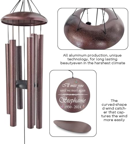 ASTARIN 36" Large Deep Tone Personalized Sympathy Wind Chimes, Memorial Wind Chime for Loss of Mother Father Loved One, Hummingbird Bereavement Gifts Decor Outdoor - Image 4