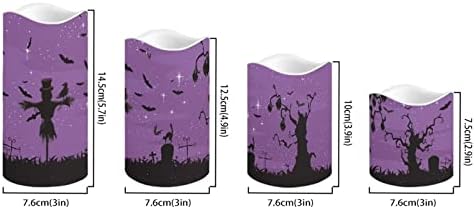 Halloween Flameless Candles with Remote Timer Real Wax Realistic Flickering Battery Operated LED Tealight Pillars with Pumpkin Castle Bat Spider Witch for Halloween Party Decorations - Image 2