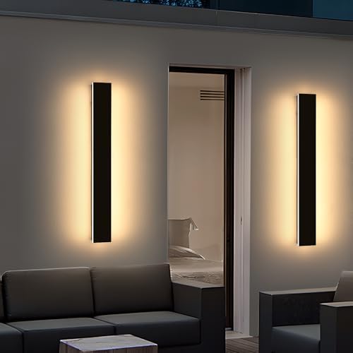 2 Pack 31.4inch Modern Exterior Wall Lights, 3000K Warm White, Outdoor Wall Mount Linear Sconces, 31W, IP65 Waterproof Minimalist Strip Led Lighting for House, Porch, Garage, Garden by Daoseolo