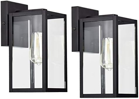 MICSIU 2 Pack 11“ Textured Black Modern Farmhouse Outdoor Light Fixture by MICSIU