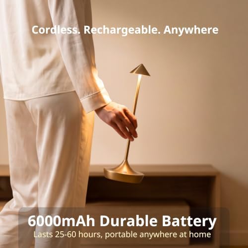 Cordless Rechargeable Table Lamp, Long-Lasting 60-Hr Battery, Dimmable LED - Image 4