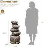 Bumilgar 27.8" H Outdoor Water Fountain with LED Lights, 5-Tier Cascading Stone Waterfall Fountain, Natural Rock Resin Outdoor Water Fountain for Garden Patio Backyard Porch Indoor Decor - Image 2