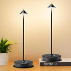 Set of 2 Cordless Rechargeable Led Table Lamp Battery Operated Light Black by Tpczqj