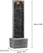 Teamson Home 38.5" Faux Slate Outdoor LED Waterfall Fountain, Gray/Black - Image 3