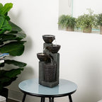 Alpine Corporatio 14" Tall Stoned Jar Cascading Water Fountain with LED Lights, Elegant Tabletop Water Feature for Home, Office, Living Room, and Bedroom Decor, Gray - Image 3