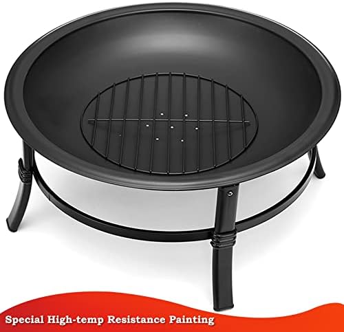 SINGLYFIRE 26 Inch Fire Pit for Outside Outdoor Wood Burning Firepit Bowl Heavy Duty Bonfire Pit Steel Firepit for Patio Backyard Camping Deck Picnic Porch with Spark Screen,Log Grate,Poker - Image 4