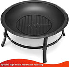 SINGLYFIRE 26 Inch Fire Pit for Outside Outdoor Wood Burning Firepit Bowl Heavy Duty Bonfire Pit Steel Firepit for Patio Backyard Camping Deck Picnic Porch with Spark Screen,Log Grate,Poker - Image 4