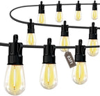 Outdoor String Lights LED Patio-Light,63Ft Waterproof Dimmable Porch Lights with 22 Shatterproof S14 Bulbs,Outside Hanging Light Connectable Lighting for Backyard Yard Gazebo Party Garden Bistro by LicooprDecorationYourLife
