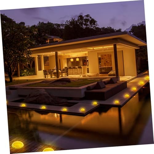 INOOMP 4pcs Solar-Powered Outdoor LED Disc Ground Lights for Garden Lawn, Warm White Landscape In-ground Lighting, Weather-Resistant Solar Lamps for Patio and Driveway Decor - Image 4