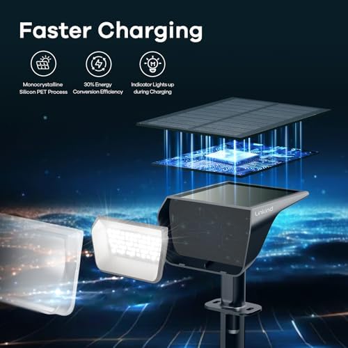 Linkind Solar Spot Lights Outdoor Waterproof Floodlight Cool White 12 Pack - Image 2