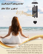 32" Deep Tone Wind Chimes for Outside, Tuned C Major Aluminum Wind Chime with Gift Envelope, Sympathy Memorial Wind Chime for Garden Patio Porch Decor, Heart Design, Black - Image 5