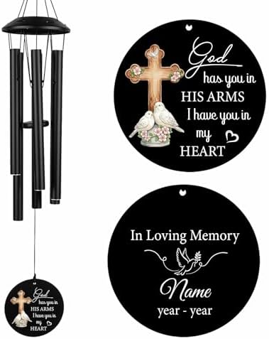 Custom Sympathy 32" Wind Chimes for Loss of Mom Dad with Pigeon by Astarin