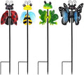 4 Pack Metal Wind Spinners Garden Stake Butterfly Frog Bee Kinetic Art by Unknown