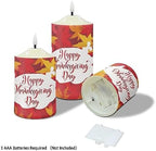 Cozeyat Flickering Flameless Electric Candles with Timer 3 Pieces, Fall Maple Leaf Print LED Candles Battery Operated, Realistic Wax Pillar Tealights for Thanksgiving Day Indoor Decor - Image 3