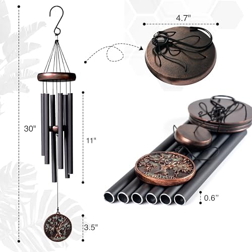 Vanquer Gift Wind Chimes for Outside - 30'' Wind Chimes Outdoor Clearance, Windchimes Outdoors, Memorial Wind Chimes, Sympathy Gift, Patio, Home Décor, Vintage Black (30" Tree of Life) - Image 2