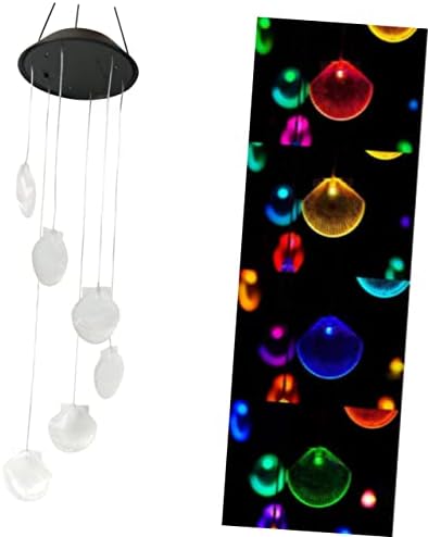 Happyyami 2pcs Shell Wind Chimes Solar Hanging Lights Solar Wind Chimes Wind Chime Lamp Wind Chime Light Led Chandelier - Image 5