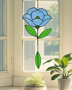 Flower Suncatchers, Stained Glass Window Hangings, Garden Suncatchers for Window and Wall Decor (B-Light Blue) by Langodeco