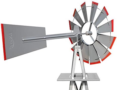 VINGLI 8FT Ornamental Windmill Backyard Garden Decoration Weather Vane, Heavy Duty Metal Wind Mill w/ 4 Legs Design (Grey) - Image 6