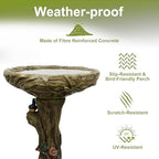 SKYFIRE 25.5” H Fibre Reinforced Concrete Bird Bath with Birds for Garden, Woodland Tree Trunk Decoration Outdoor Bird Bath，Pedestal Birdbaths for Outdoors, Garden, Patio, Lawn, Backyard - Image 4