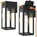 Porch Lights with Outlet, Dusk to Dawn Outdoor Light, 2-Pack Black by WelcometoOYKYOHEI
