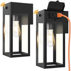 Porch Lights with Outlet, Dusk to Dawn Outdoor Light, 2-Pack Black by WelcometoOYKYOHEI