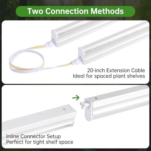 T5 Grow Lights, 2FT 120W (8×15W, 1000W Equivalent), Full Spectrum Grow Lights for Indoor Plants, 4000K, Plug and Play, Easy to Install, for Greenhouse & Plant Shelves (8 Pack) - Image 4