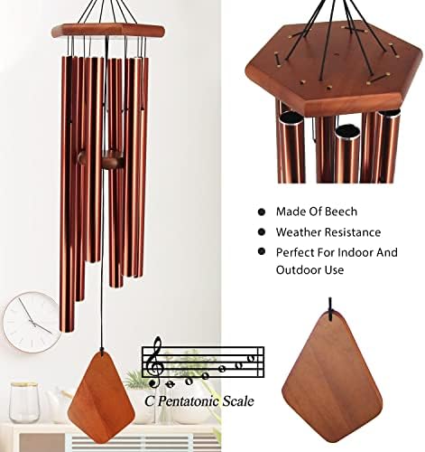 Large Wind Chimes for Outside 36 inch Red Copper Deep Tone Garden Gift Yard - Image 6