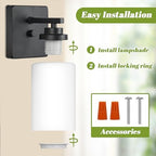 VerRon Wall Sconces Set of 2 with White Glass Shade for Bathroom - Image 6