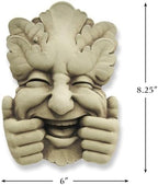 Carruth Studio Too Much Fun, Green Man Plaque for Home and Garden, Handmade in Stone, Whimsical Garden Sculpture - Image 5