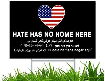 Yard Sign with H-Frame Stakes Hate Has No Home Here UV and Weather Resistant Corrugated Plastic Sign 2-Sided Print for Patio Garden Outdoor Indoor Decor 18"X12" by HERYNLRN