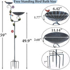 Free Standing Bird Baths for Outdoors, 58" H Decorative Bird Bath Feeder Combo with Metal Stake, Upgraded 5 Spikes Detachable Antique Birdbaths for Garden Patio Yard Lawn (Dragonfly) - Image 3