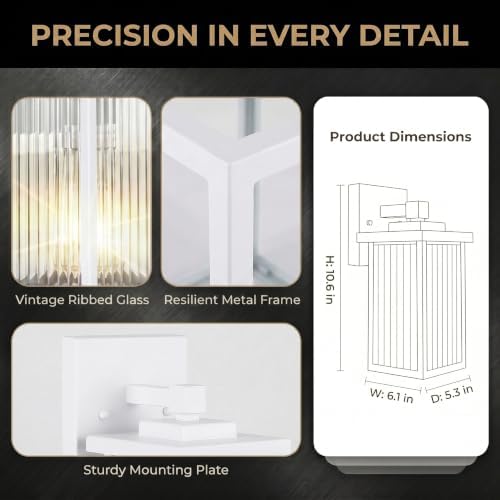 White Porch Light, Waterproof Outdoor Wall Light - Image 6