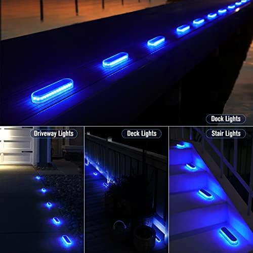 Solar Dock Deck Lights Outdoor 6Pcs Blue Solar Step Lights IP68 Waterproof - Image 4
