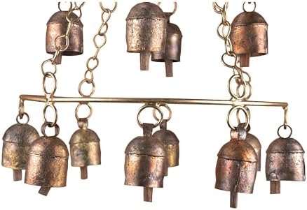 Rustic Wind Chimes for Outside – Handcrafted Tiered Bell Chandelier Chime with Deep Tone – 16” Copper Coated Bronze Finish Metal Wind Chime for Garden Decor, Porch, Yard, Patio,Outdoor Decoration - Image 6