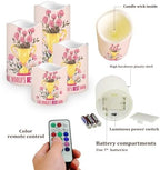 Carnation Flameless Candles LED Pillar Candles Battery Operated Candles with Remote and Timers Color Changing Electric Fake Plastic Candles Mothers Day Decor Set of 4 - Image 3
