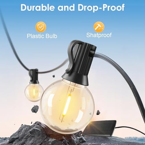 Yusist 240FT Solar String Lights Outdoor Waterproof with Remote, G40 Solar Powered String Lights with 80+3 LED Shatterproof Bulbs, Dimmable Solar Patio Hanging Lights for Outside Backyard Party - Image 6